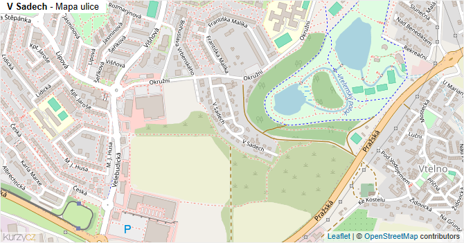 V Sadech - mapa ulice