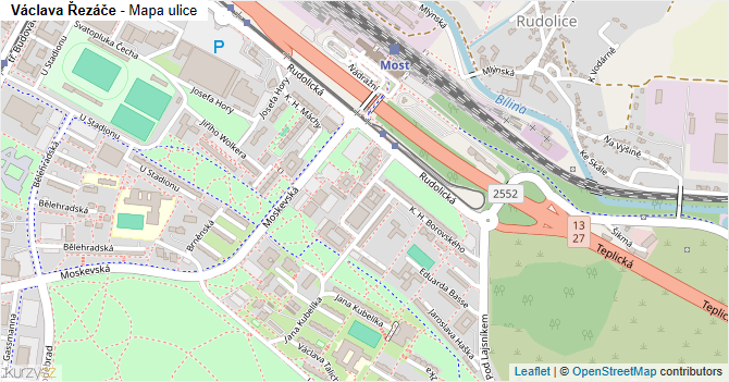 Václava Řezáče - mapa ulice