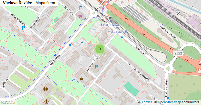 Václava Řezáče - mapa firem