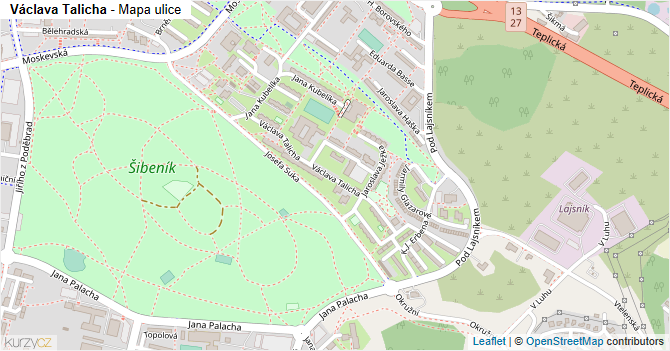 Václava Talicha - mapa ulice