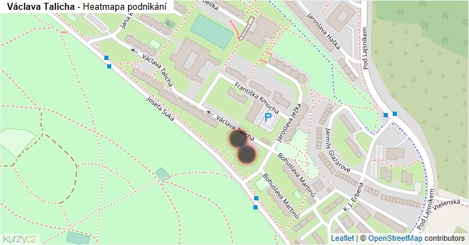 Václava Talicha - mapa podnikání