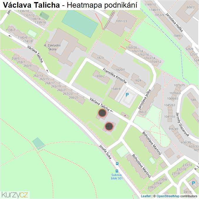 Mapa Václava Talicha - Firmy v ulici.