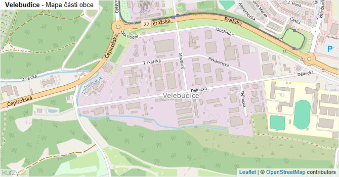 Velebudice - mapa části obce