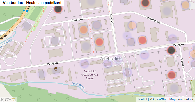 Velebudice - mapa podnikání