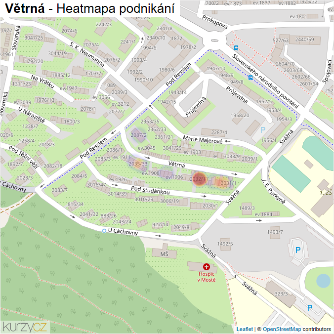 Mapa Větrná - Firmy v ulici.