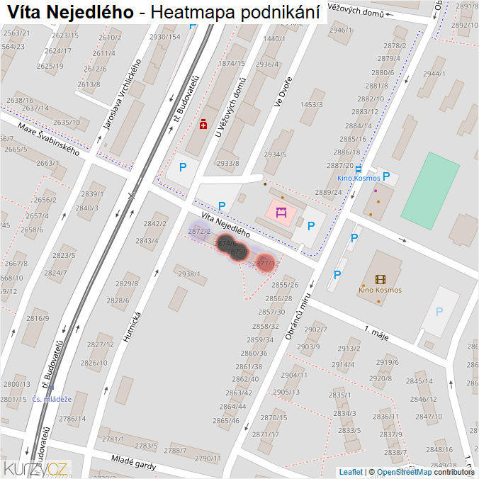 Mapa Víta Nejedlého - Firmy v ulici.