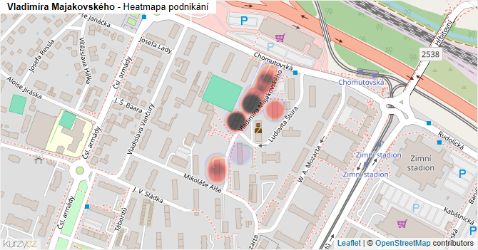 Vladimíra Majakovského - mapa podnikání