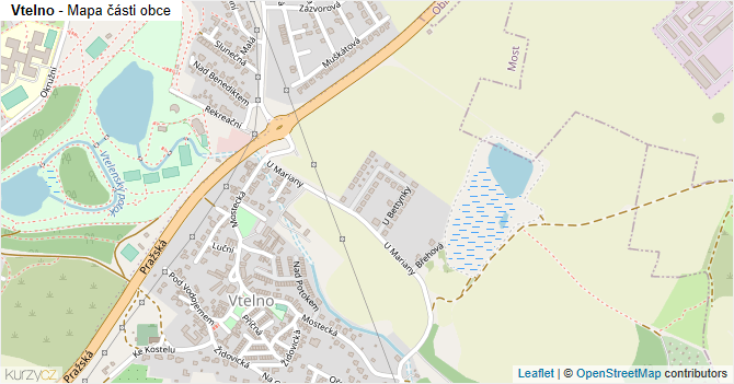 Vtelno - mapa části obce