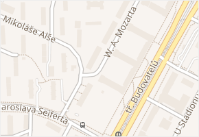 W. A. Mozarta v obci Most - mapa ulice