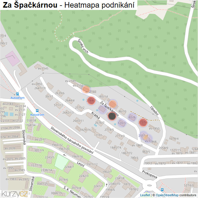 Mapa Za Špačkárnou - Firmy v ulici.