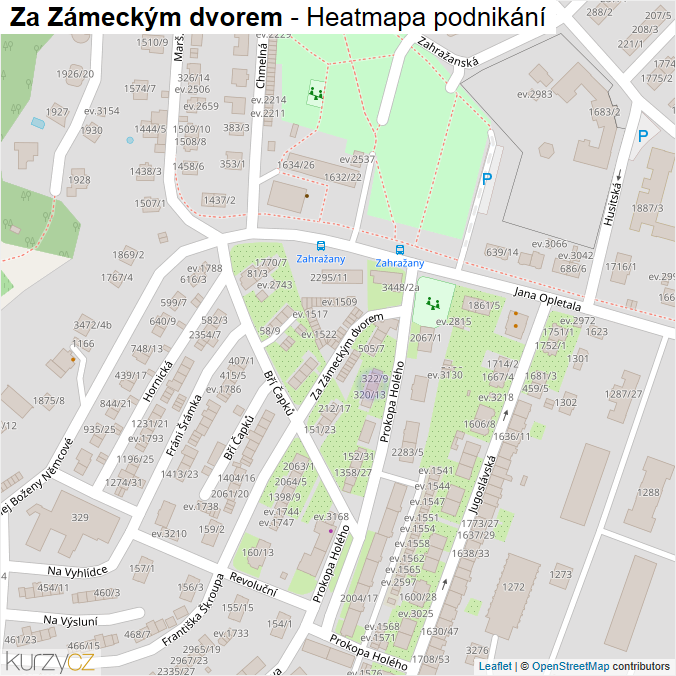 Mapa Za Zámeckým dvorem - Firmy v ulici.