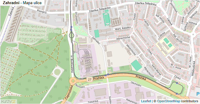 Zahradní - mapa ulice