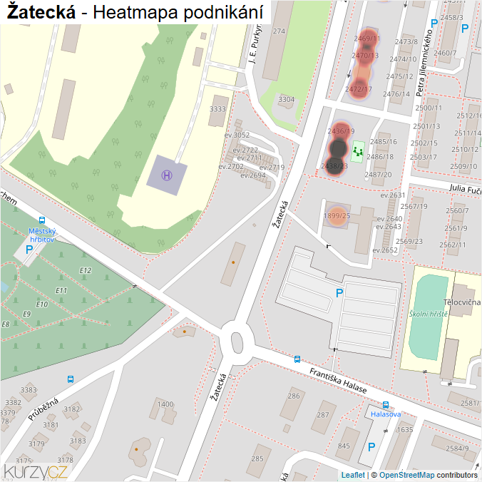 Mapa Žatecká - Firmy v ulici.