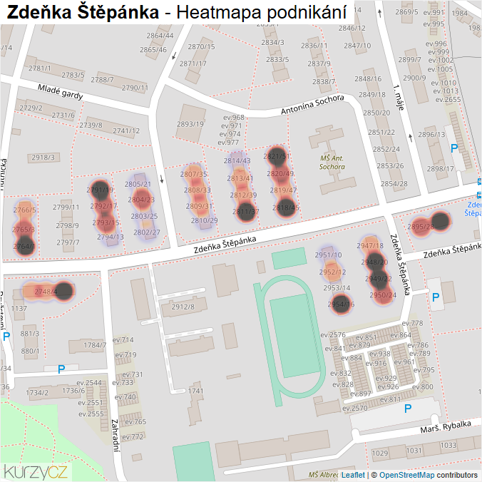 Mapa Zdeňka Štěpánka - Firmy v ulici.