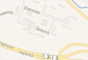 Železná v obci Most - mapa ulice