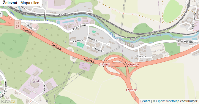 Železná - mapa ulice