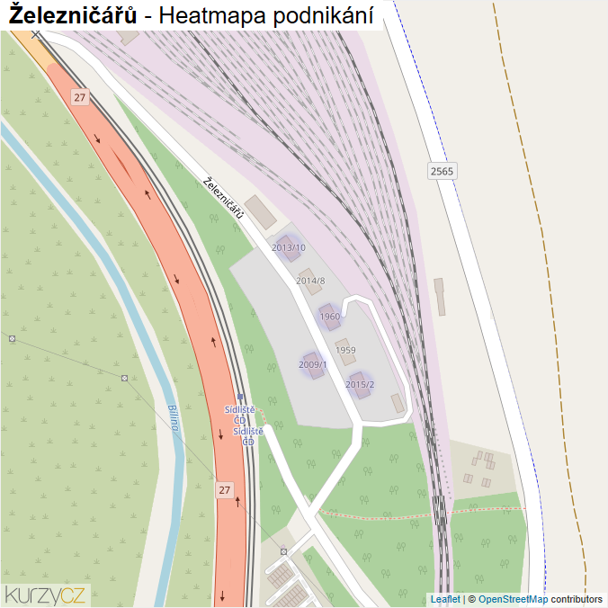 Mapa Železničářů - Firmy v ulici.