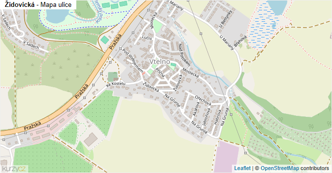 Židovická - mapa ulice