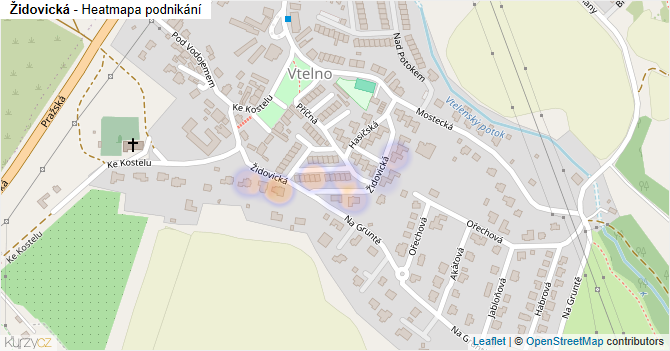 Židovická - mapa podnikání