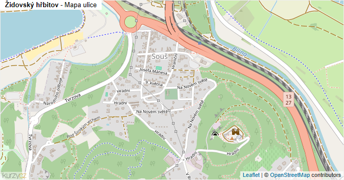Židovský hřbitov - mapa ulice
