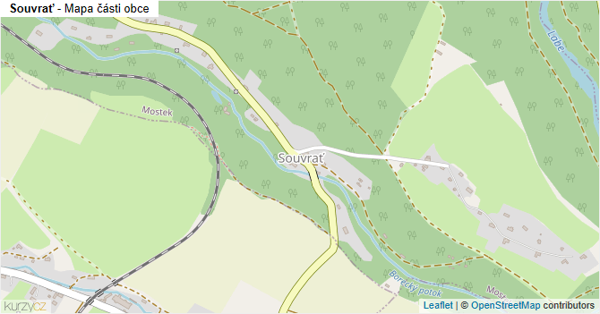 Souvrať - mapa části obce