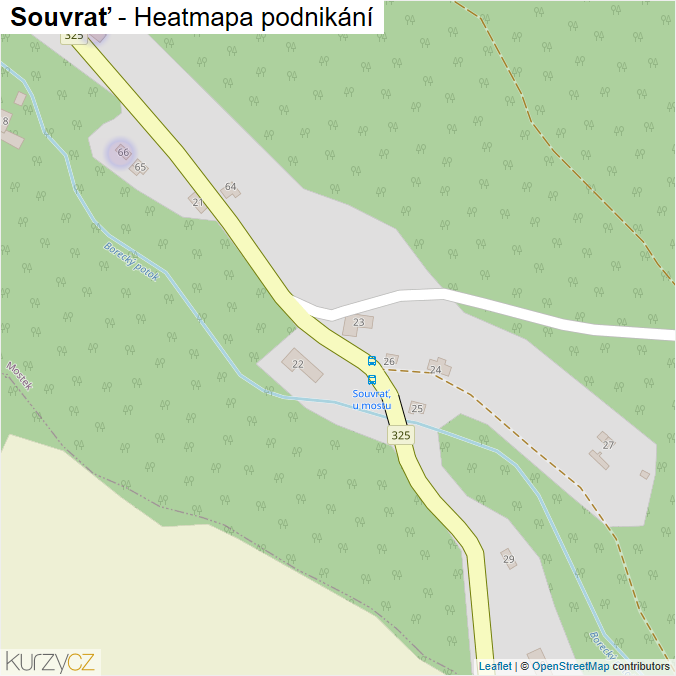 Mapa Souvrať - Firmy v části obce.