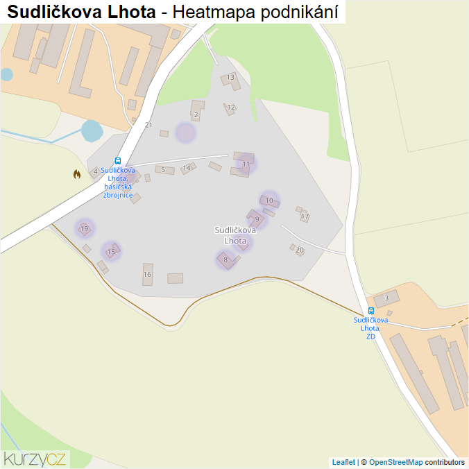 Mapa Sudličkova Lhota - Firmy v části obce.