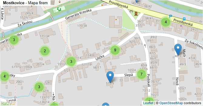Mostkovice - mapa firem