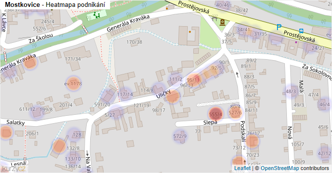 Mostkovice - mapa podnikání