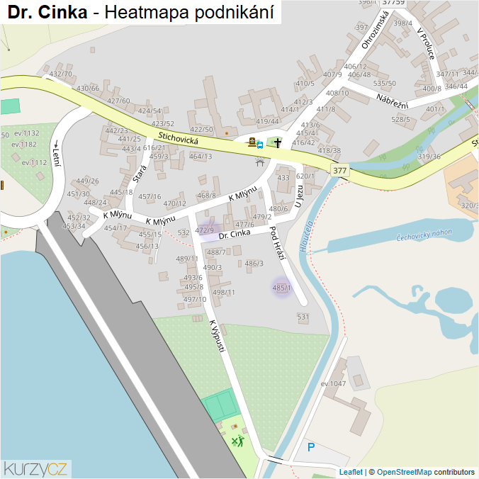 Mapa Dr. Cinka - Firmy v ulici.