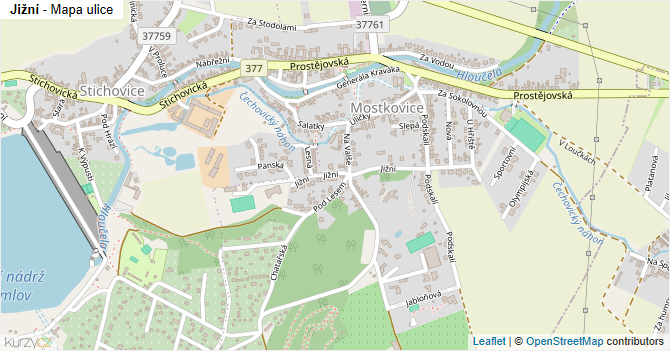 Jižní - mapa ulice