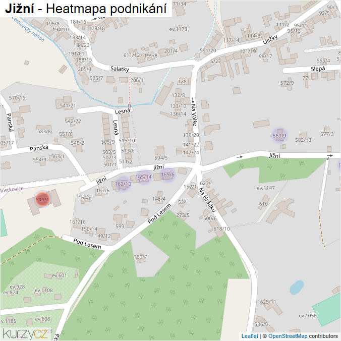 Mapa Jižní - Firmy v ulici.