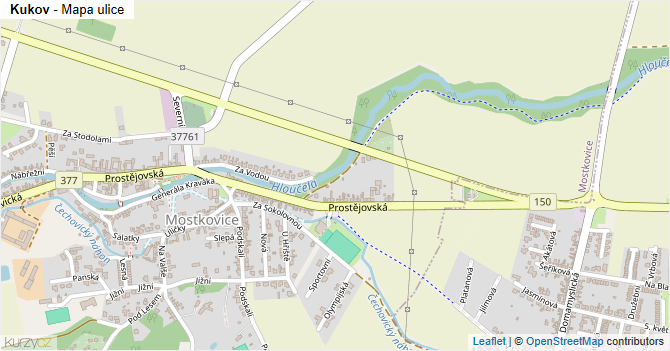 Kukov - mapa ulice