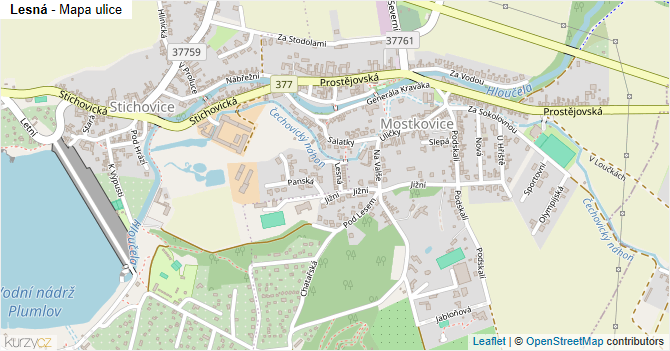 Lesná - mapa ulice