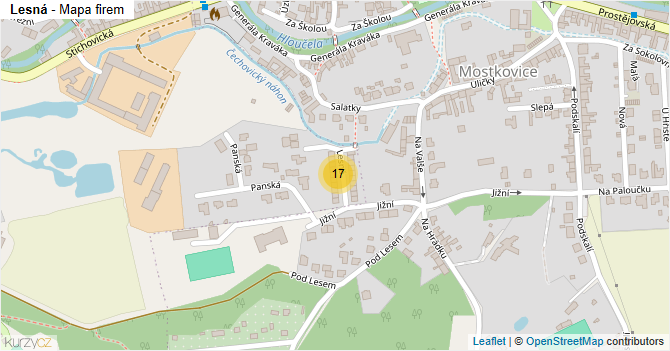 Lesná - mapa firem
