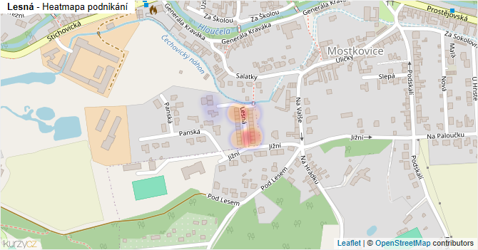 Lesná - mapa podnikání