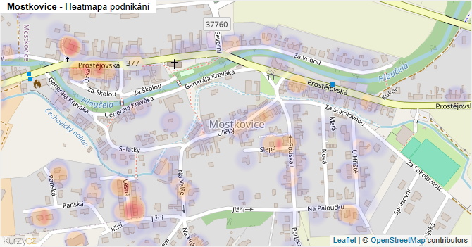 Mostkovice - mapa podnikání