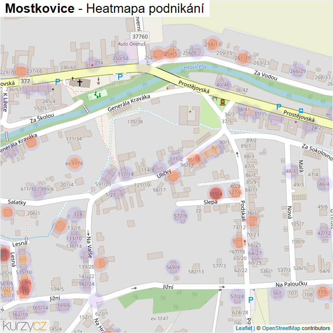 Mapa Mostkovice - Firmy v části obce.