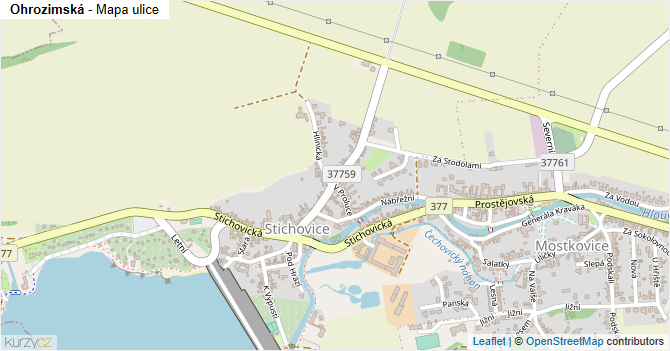 Ohrozimská - mapa ulice