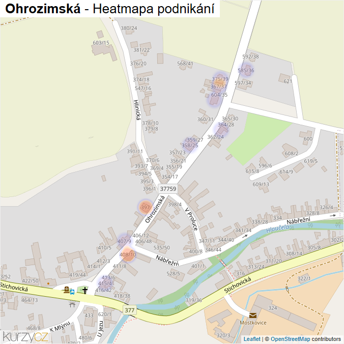 Mapa Ohrozimská - Firmy v ulici.