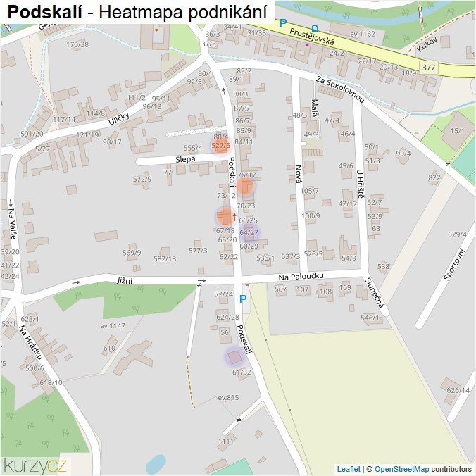 Mapa Podskalí - Firmy v ulici.