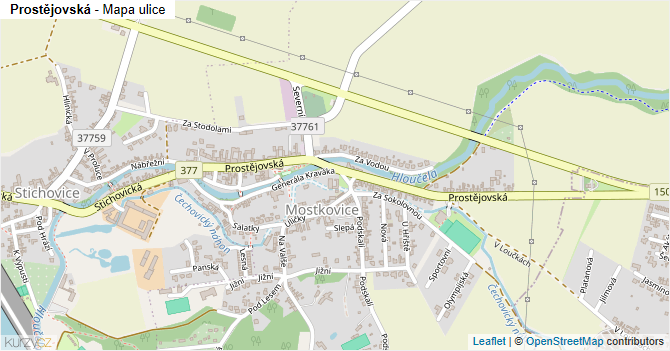 Prostějovská - mapa ulice