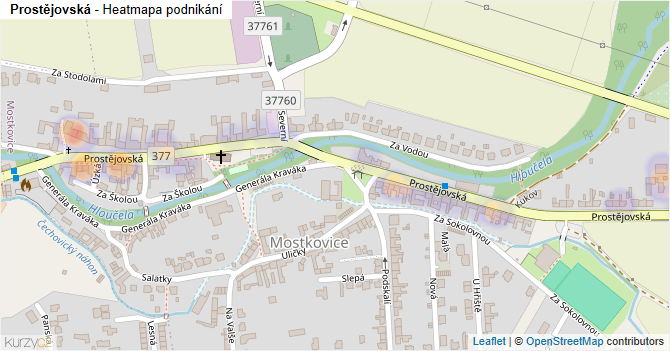 Prostějovská - mapa podnikání