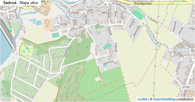 Sadová - mapa ulice