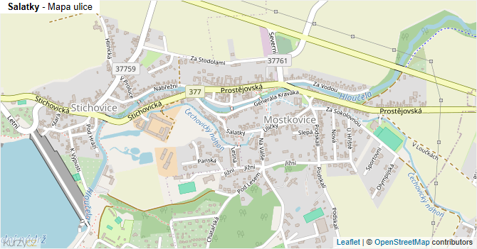 Salatky - mapa ulice