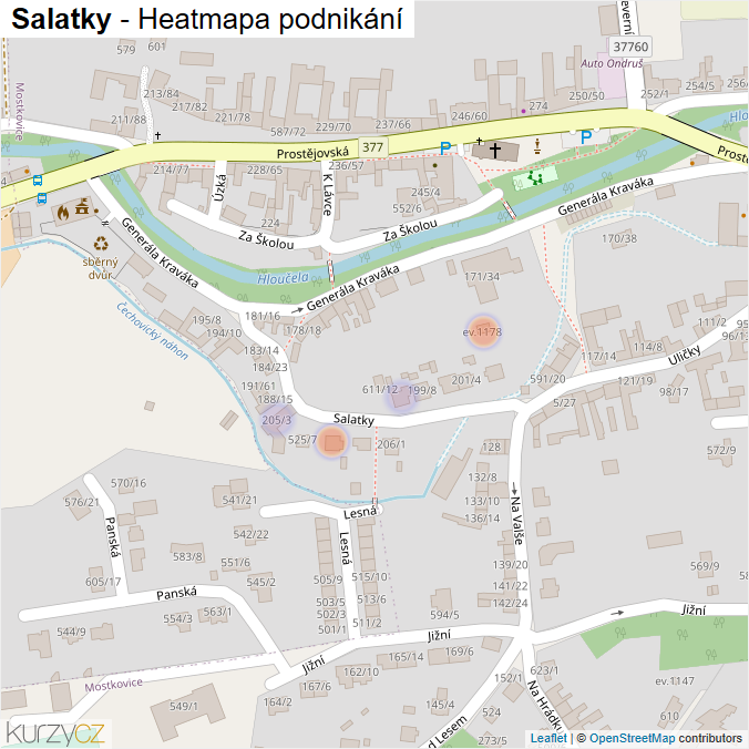 Mapa Salatky - Firmy v ulici.