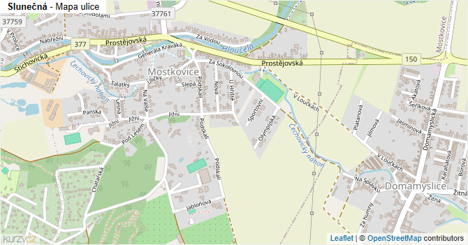 Slunečná - mapa ulice