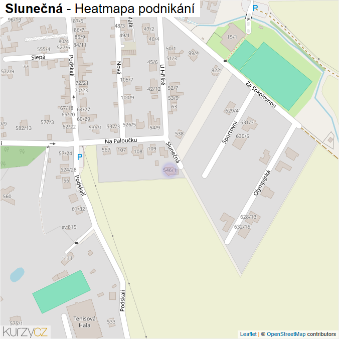 Mapa Slunečná - Firmy v ulici.