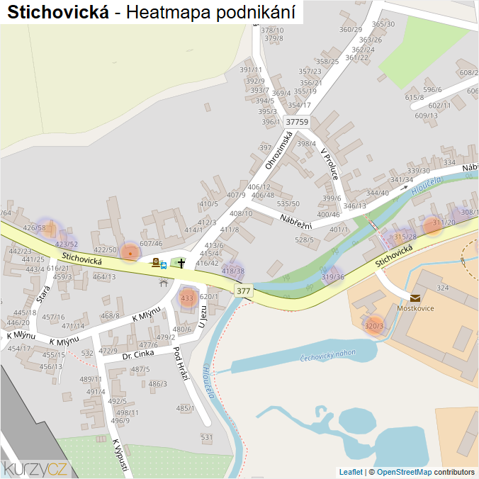 Mapa Stichovická - Firmy v ulici.
