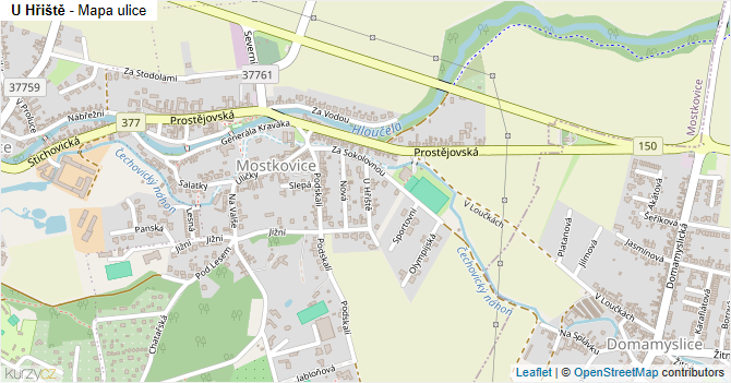 U Hřiště - mapa ulice